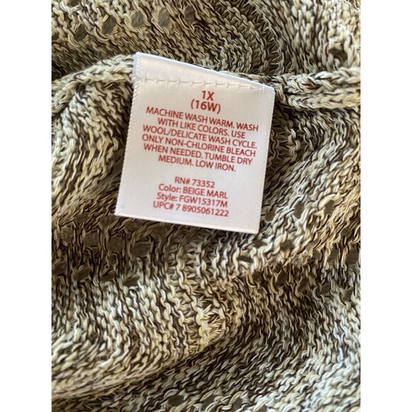 Faded Glory Womens Sz 1X Open Front Brown Cardigan Short Sleeve - Picture 9 of 11